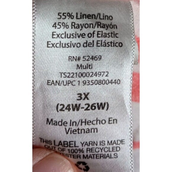 Terra Sky Linen Rayon Maxi Dress Sleeveless Button Dress Pockets Striped Size 3X - Picture 6 of 6